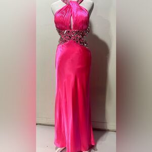 Betsy & Adam Maxi dress cocktail prom pink crystals festive formal women’s S